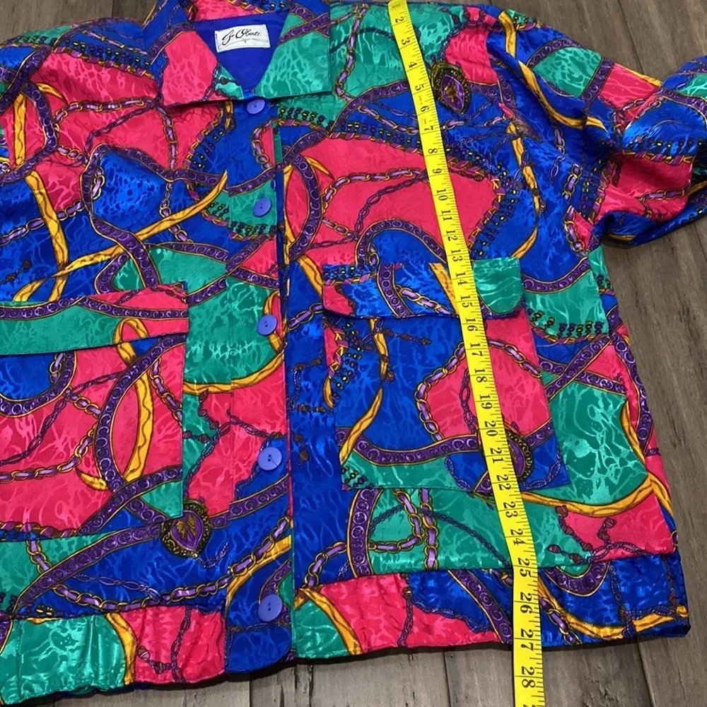 G. Oberti colorful 70s satin jacket chains and ribbons‎ eclectic crazy weird